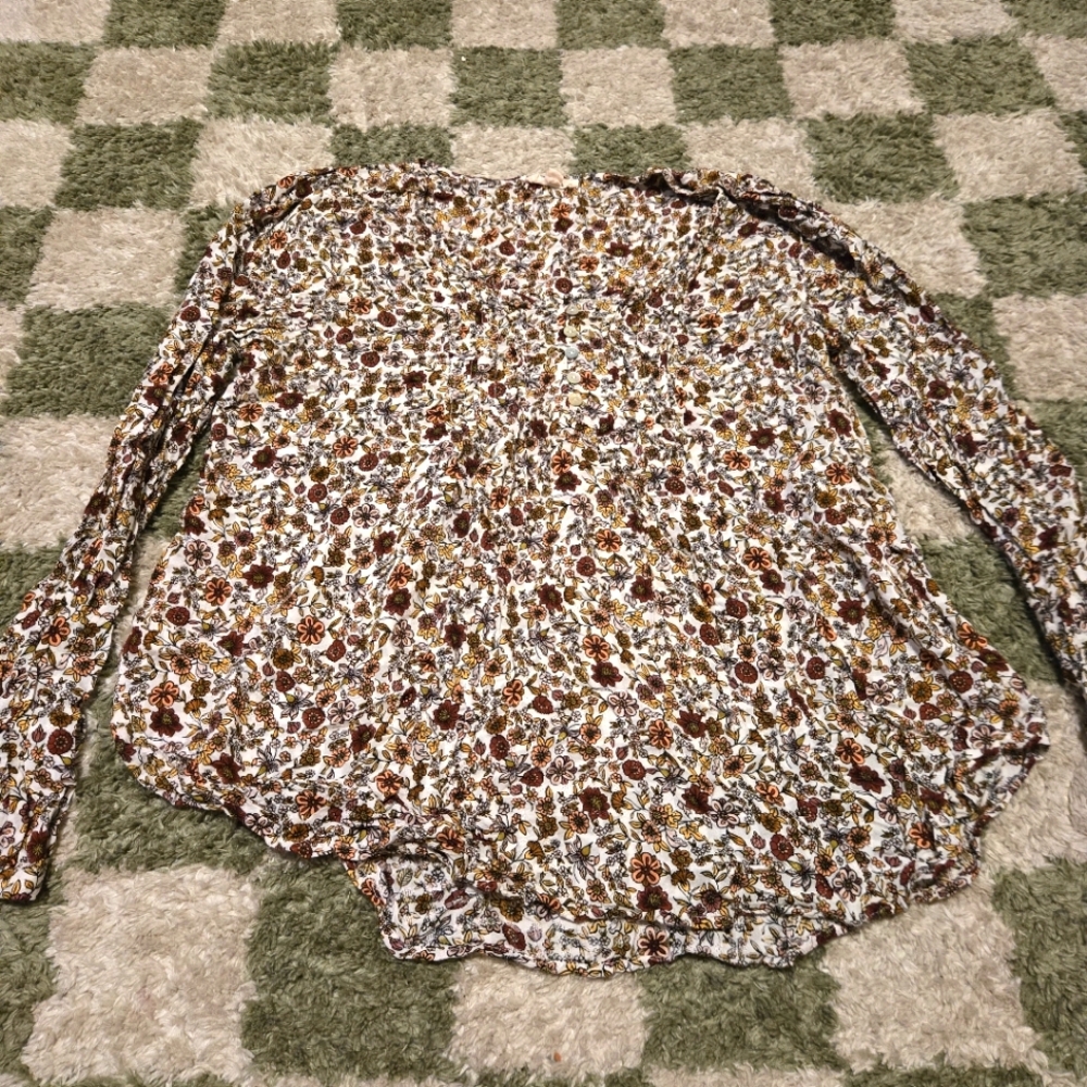 Jane and Delancey Brown and Cream Floral Blouse